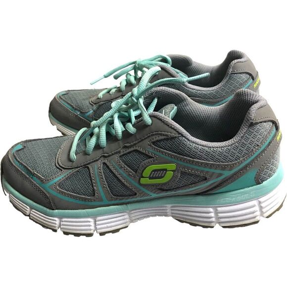Skechers Sports Gray Green Flex Sole Running Sneakers - Picture 1 of 12